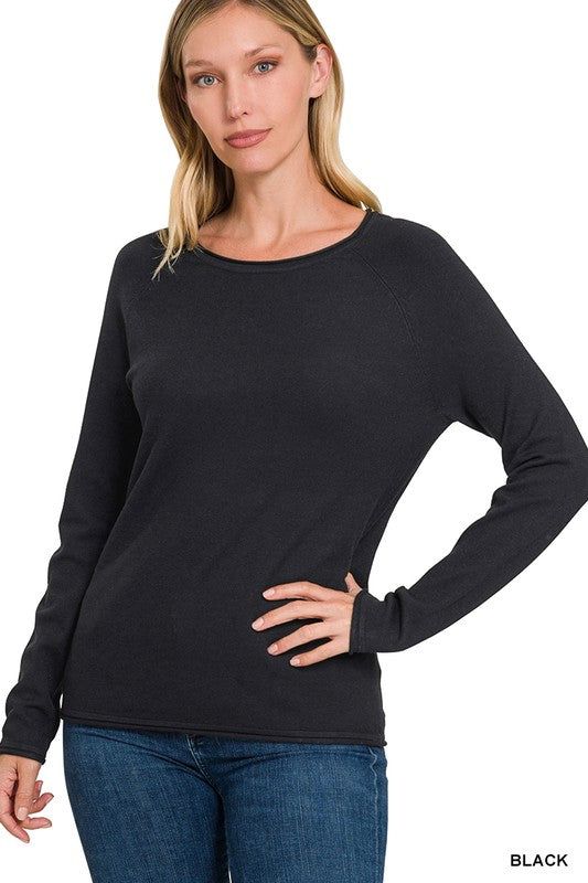 Viscose Round Neck Basic Sweater - us.meeeshop