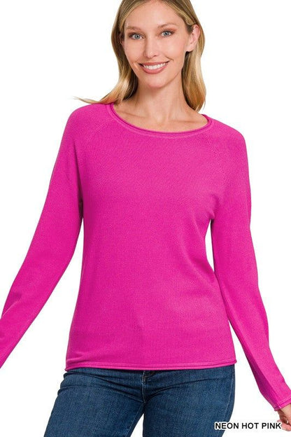 Viscose Round Neck Basic Sweater - us.meeeshop