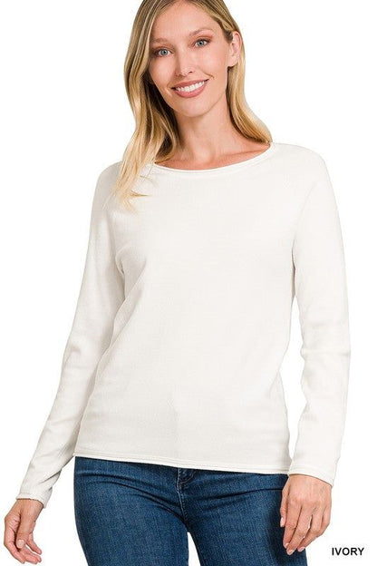 Viscose Round Neck Basic Sweater - us.meeeshop