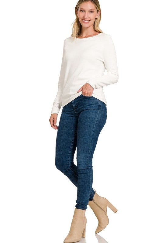 Viscose Round Neck Basic Sweater - us.meeeshop