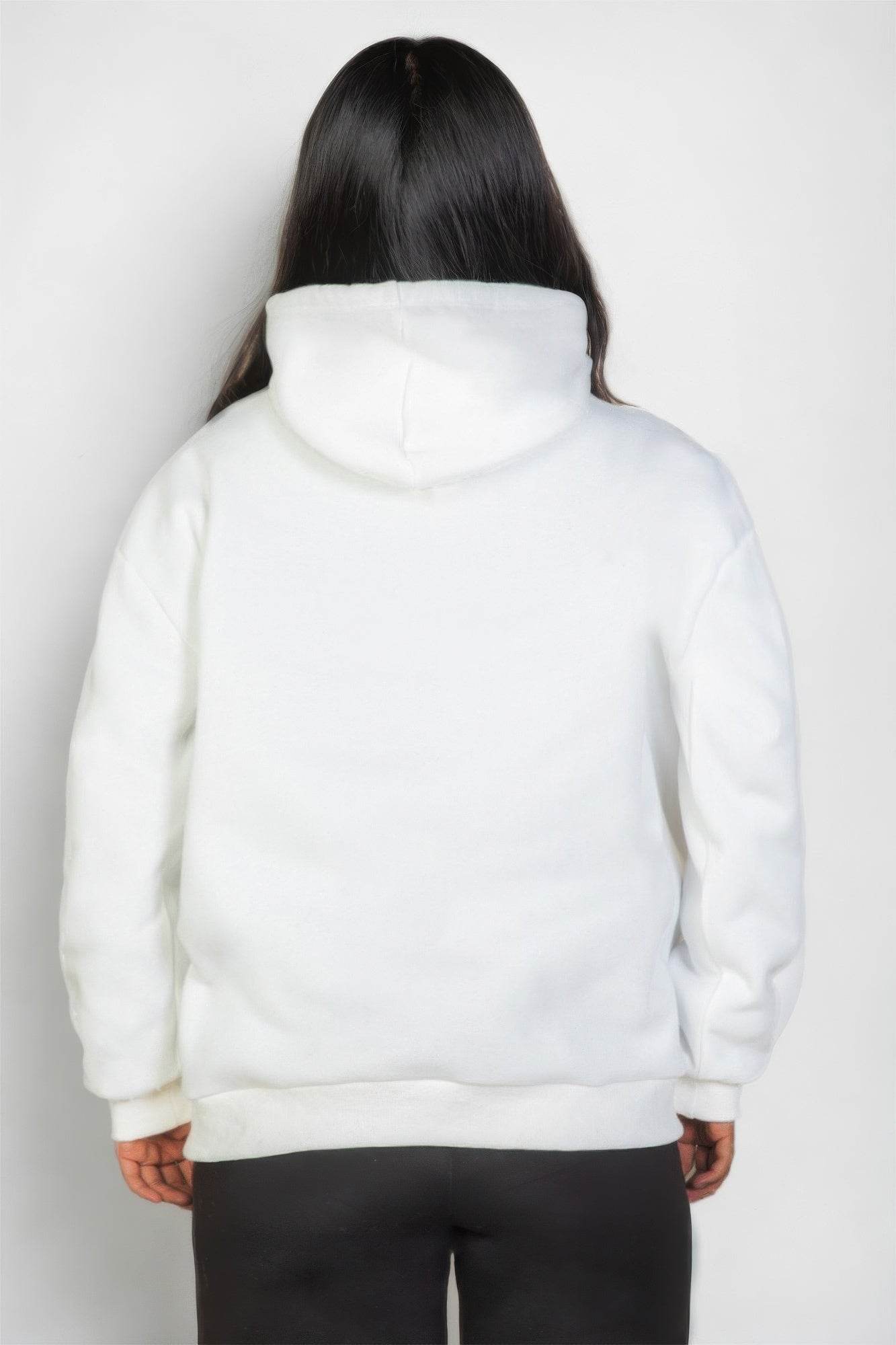 Plus Size Graphic Kangaroo Pocket Drawstring Hoodie - us.meeeshop