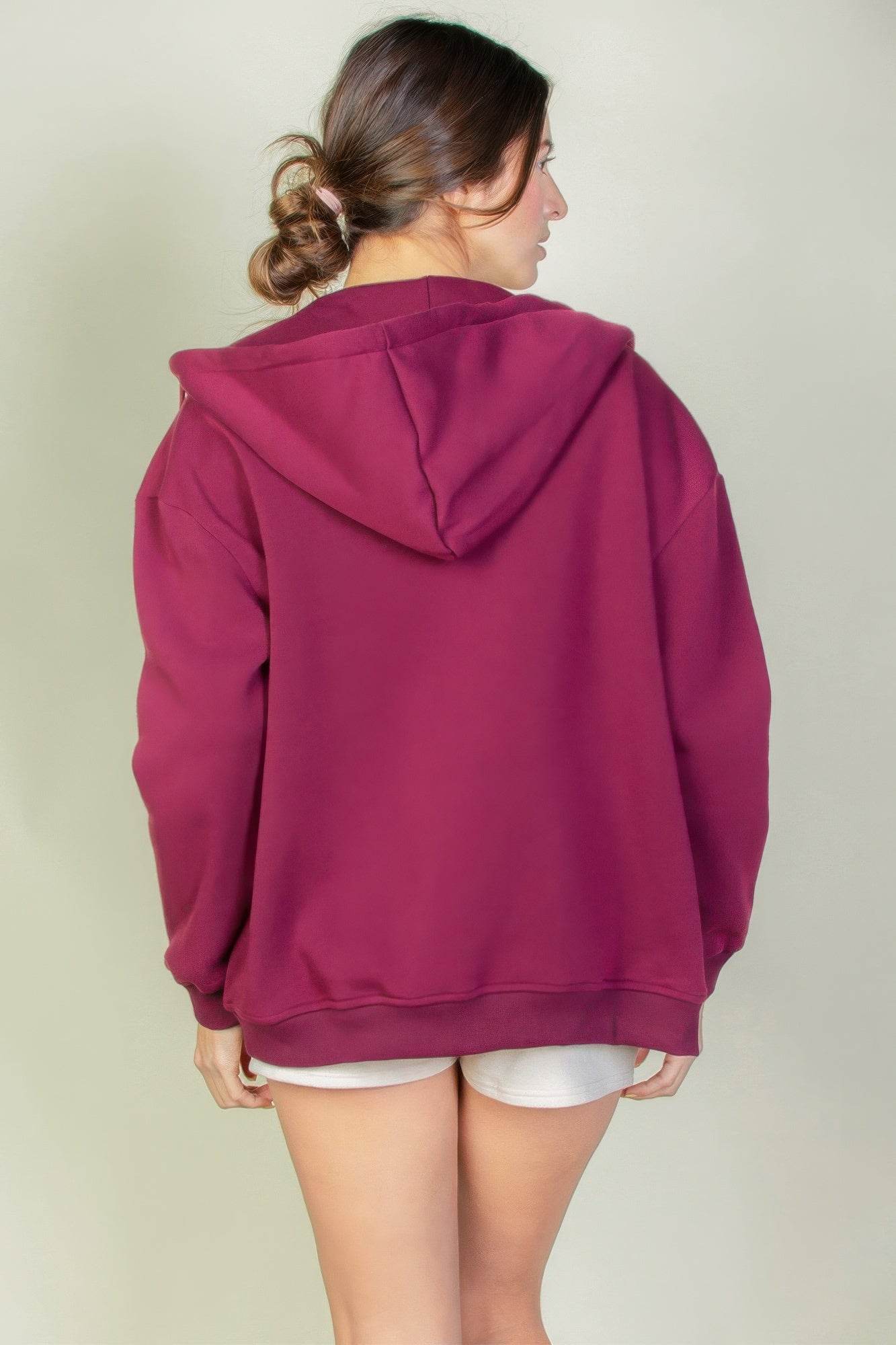 Graphic Drop Shoulder Zipper Up Hoodie - us.meeeshop