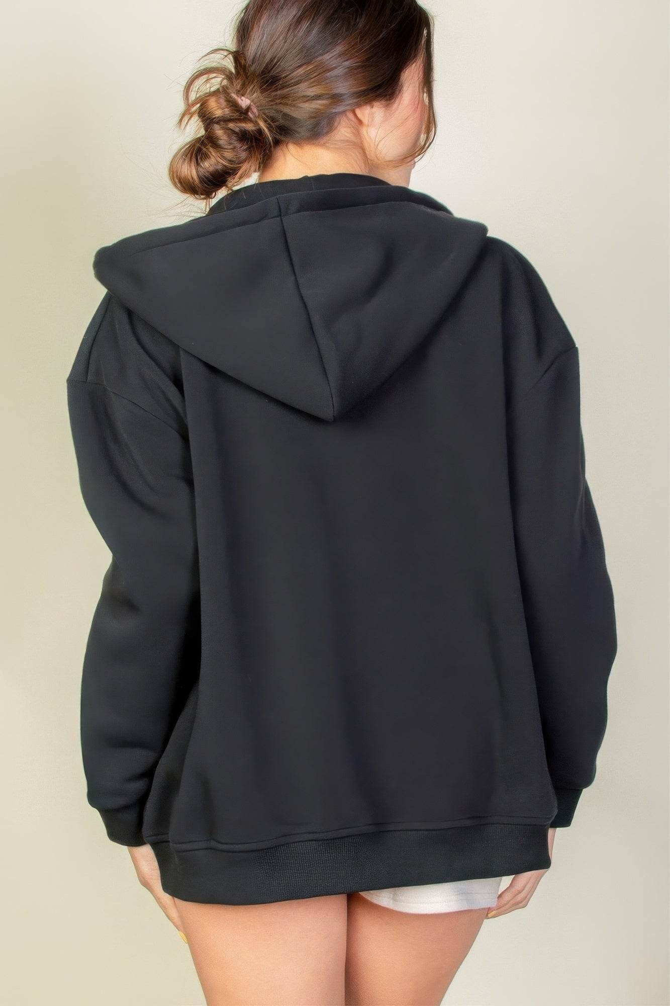 Graphic Drop Shoulder Zipper Up Hoodie - us.meeeshop