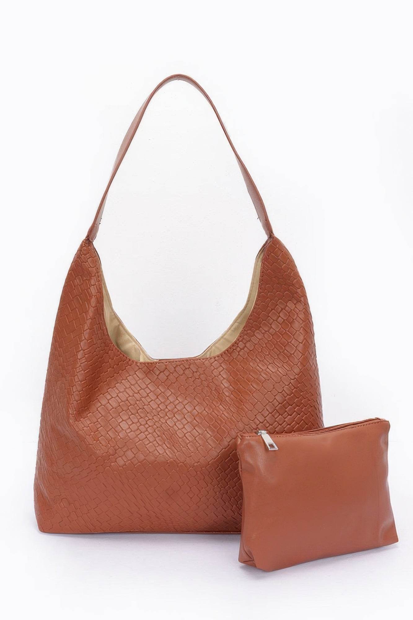 Embossed Faux Leather Shoulder Bag - us.meeeshop