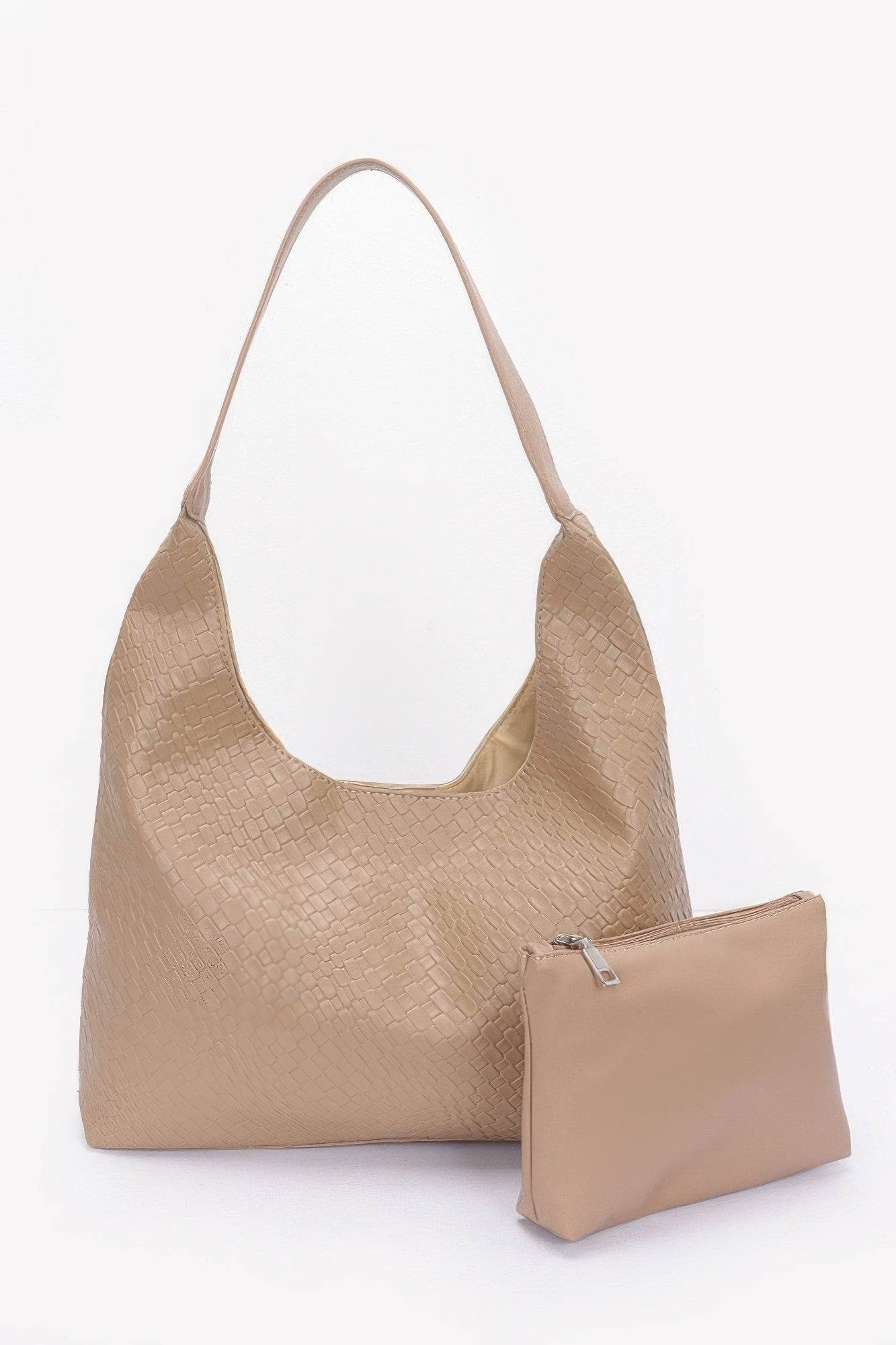 Embossed Faux Leather Shoulder Bag - us.meeeshop