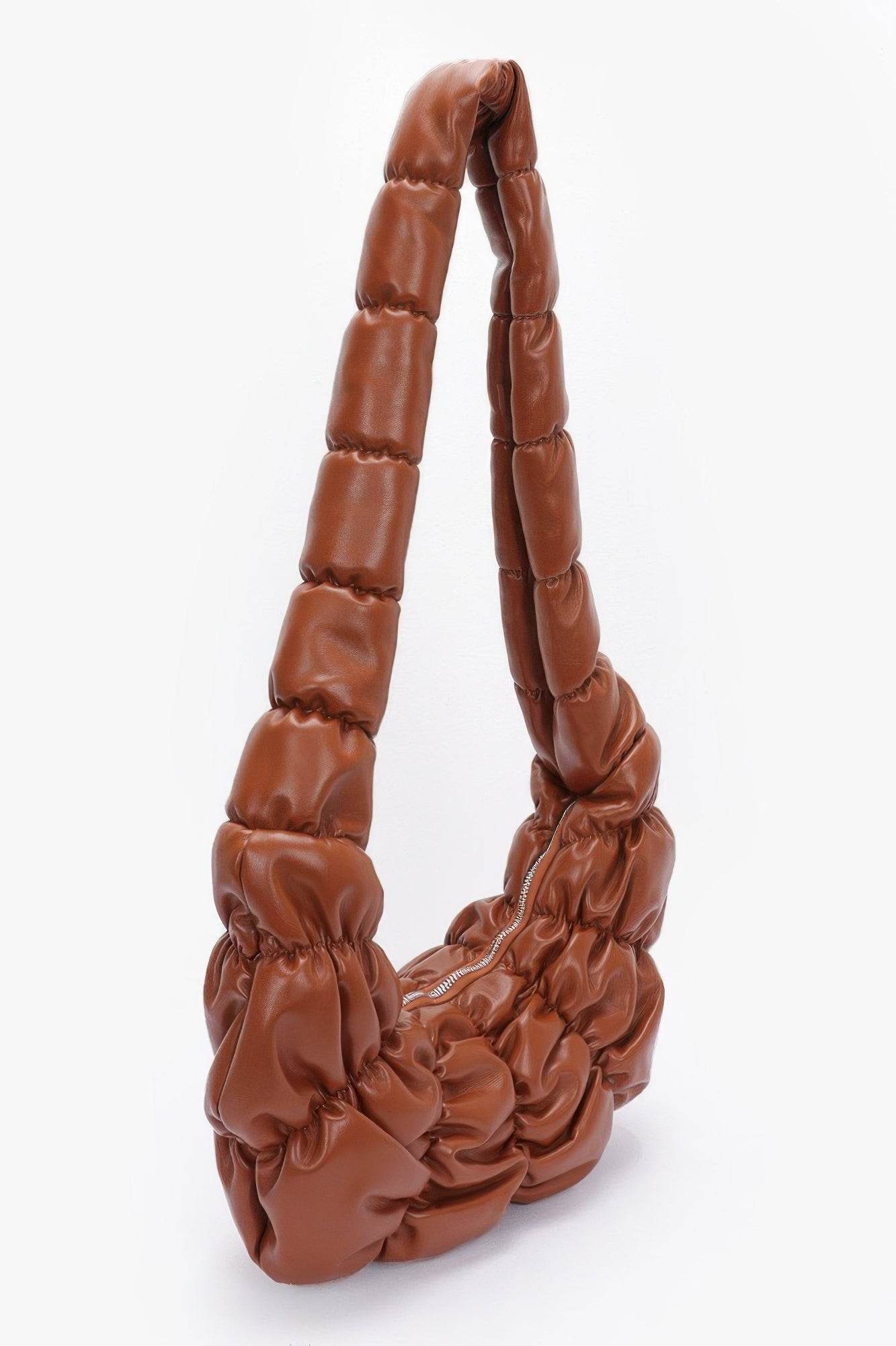 Pleated Faux Leather Crossbody Bag - us.meeeshop