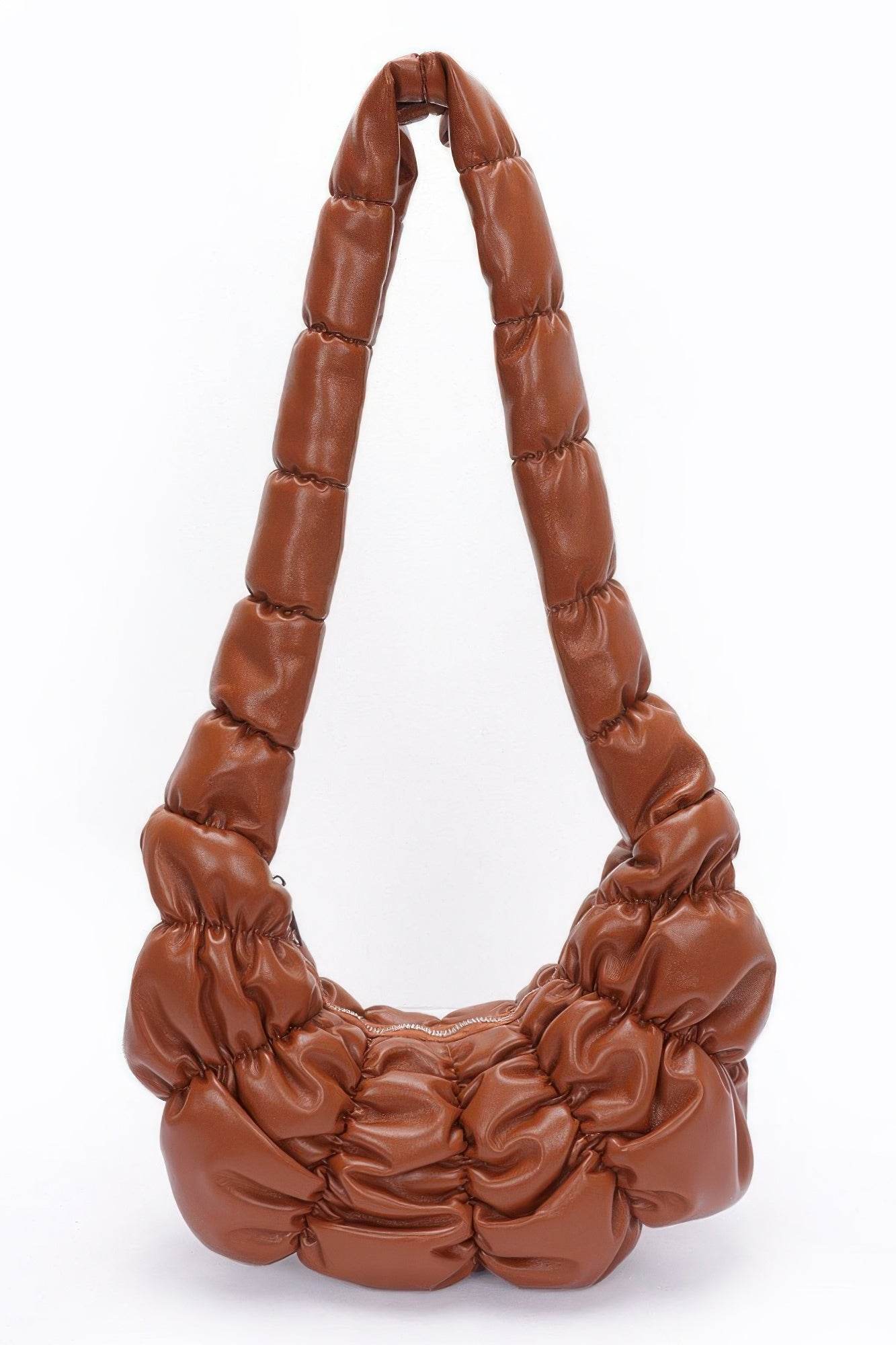 Pleated Faux Leather Crossbody Bag - us.meeeshop