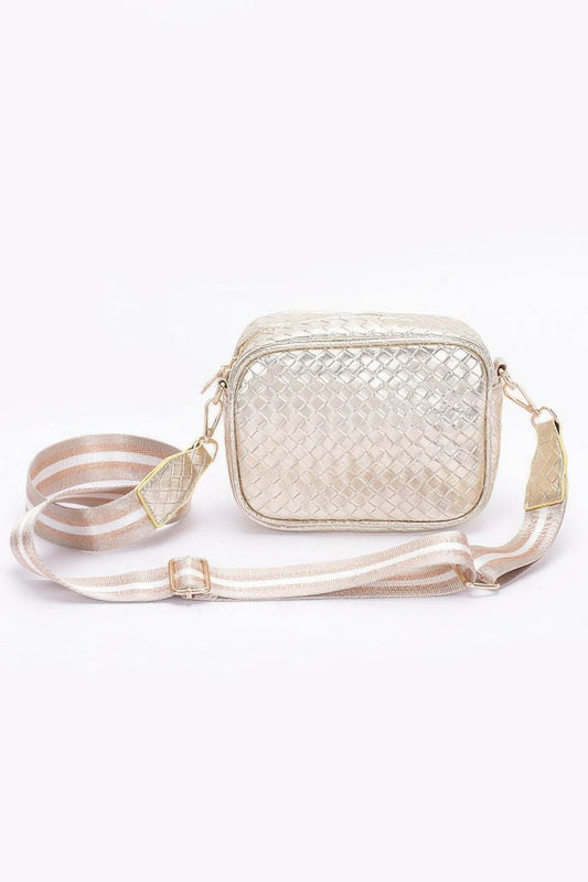 Metallic Embossed Faux Leather Camera Bag W/strap - us.meeeshop