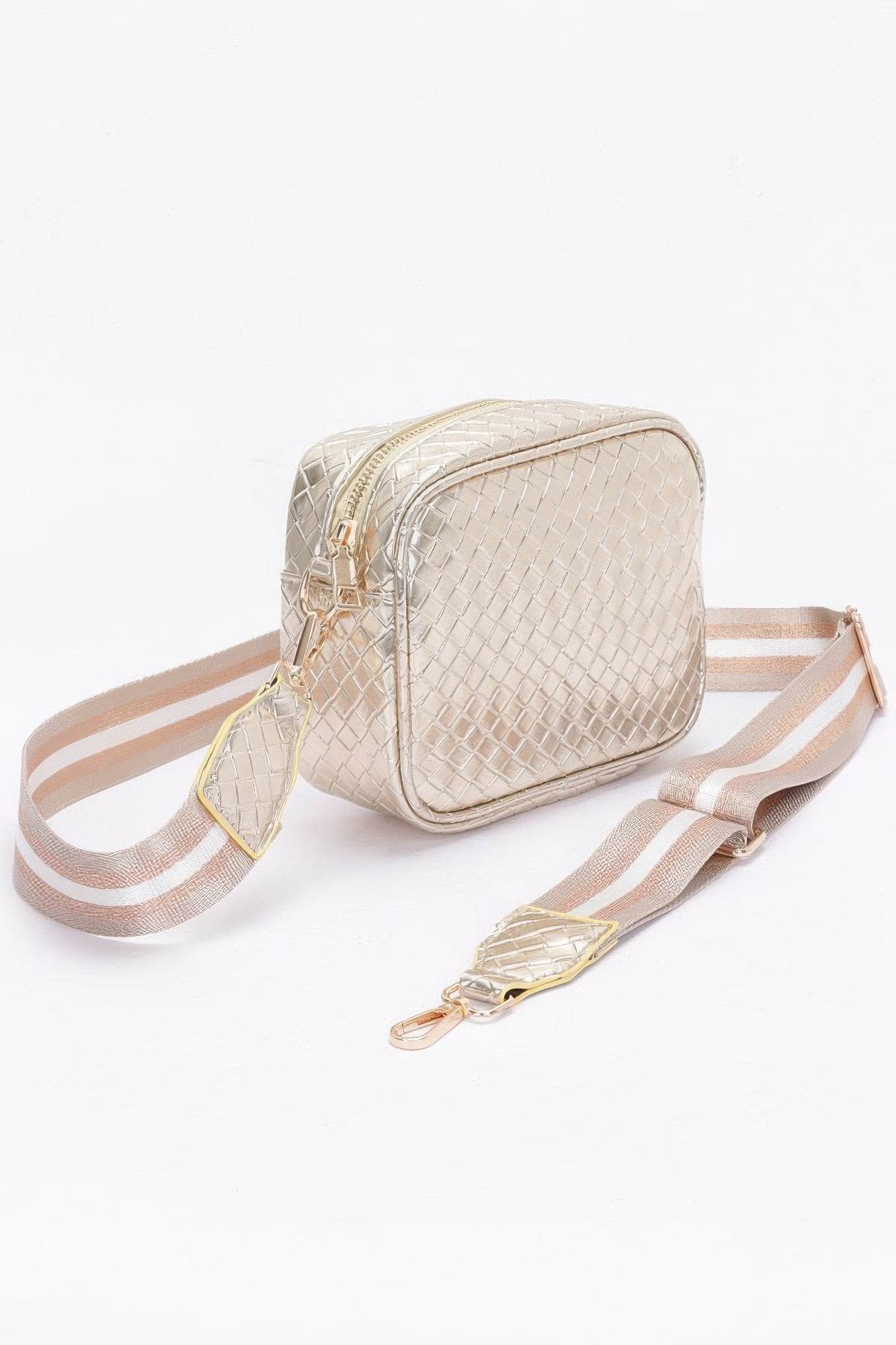 Metallic Embossed Faux Leather Camera Bag W/strap - us.meeeshop