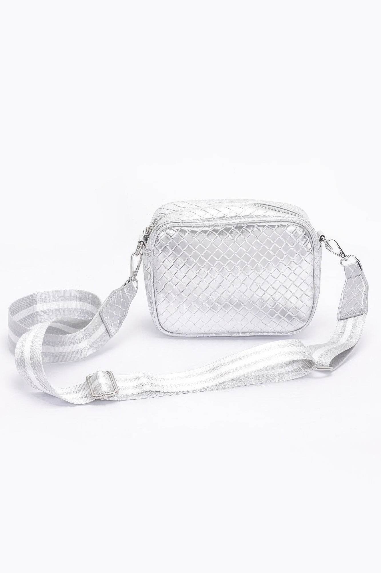 Metallic Embossed Faux Leather Camera Bag W/strap - us.meeeshop