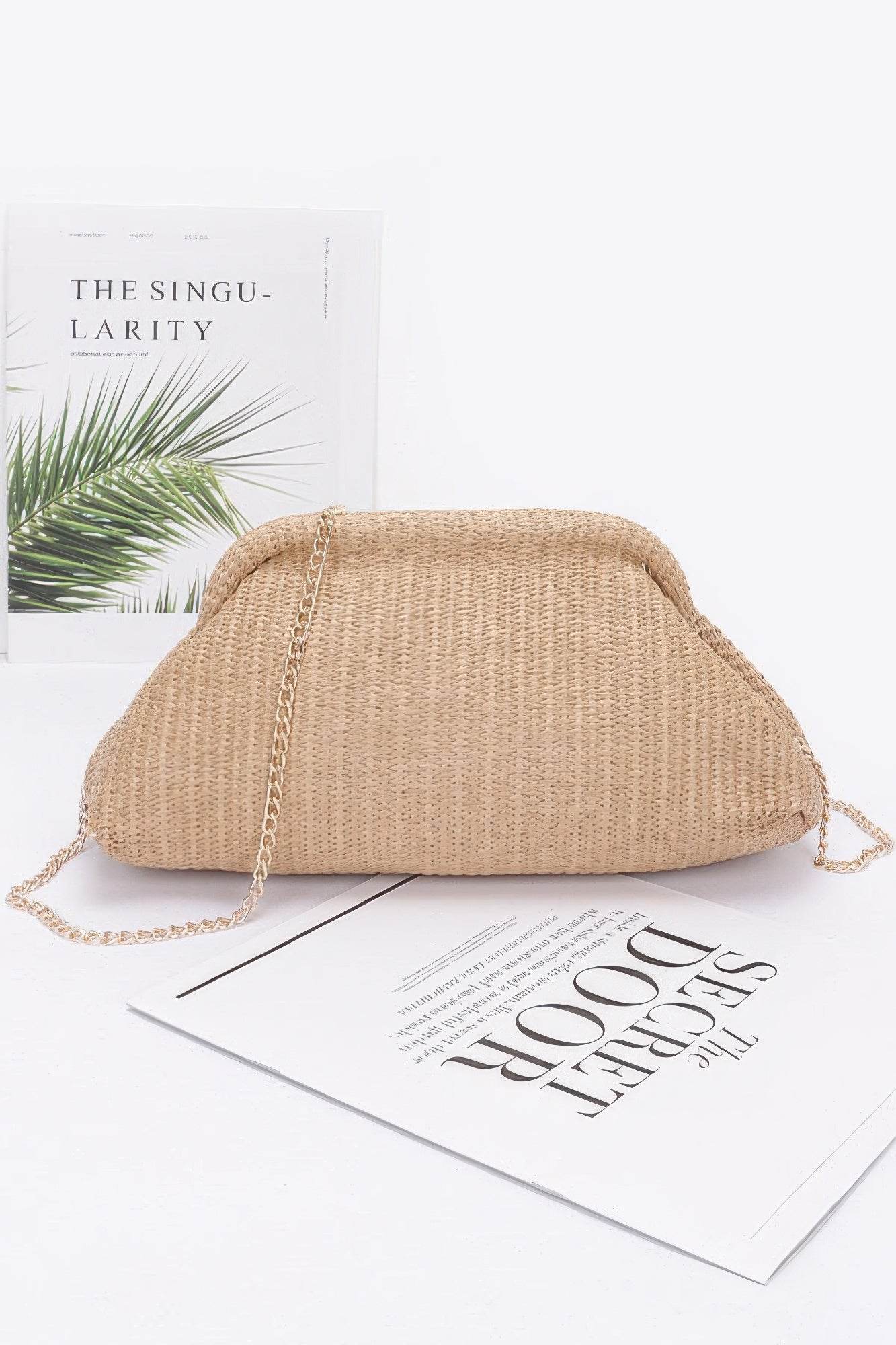 Faux Straw Clutch Bag - us.meeeshop