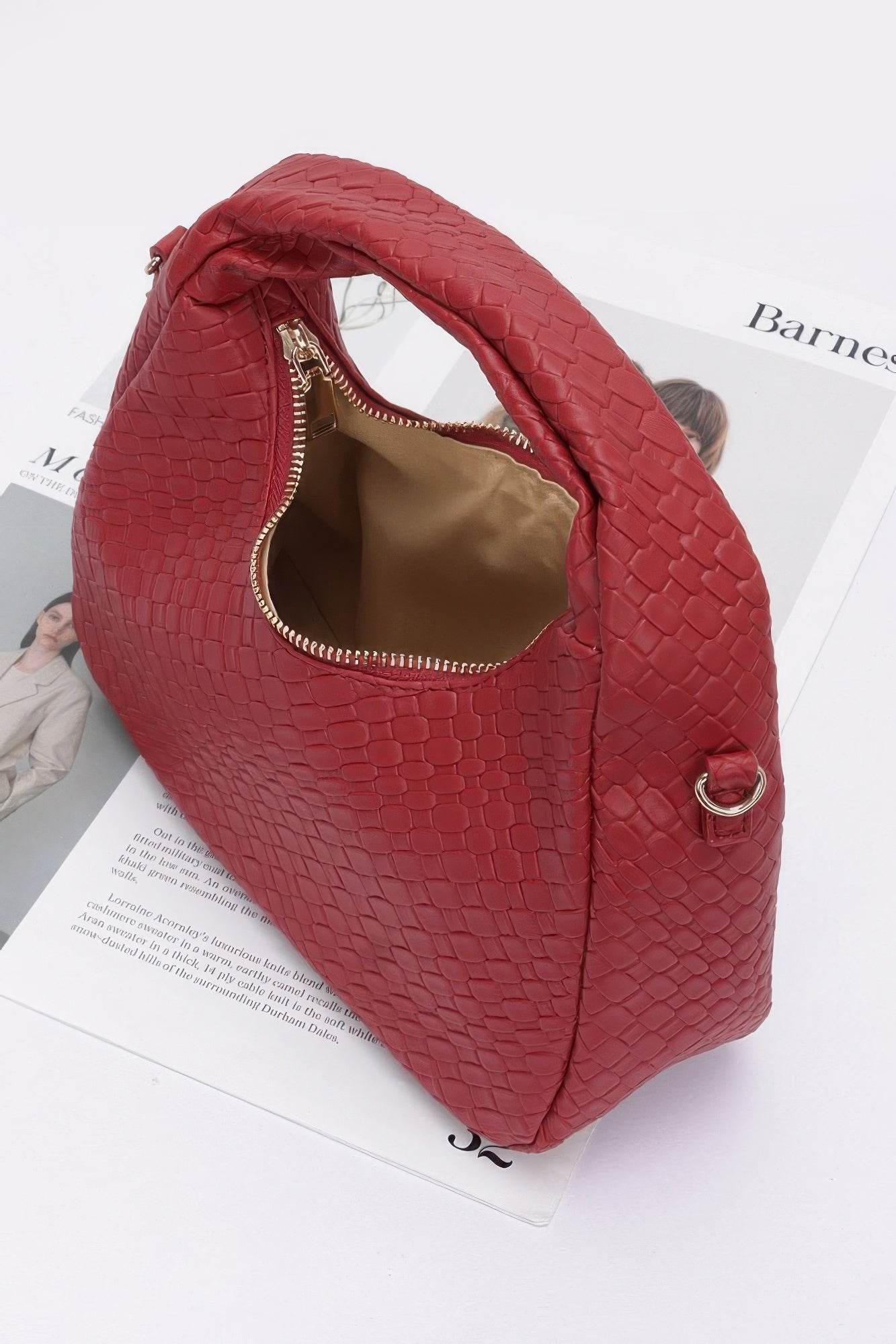 Embossed Faux Leather Hobo Bag - us.meeeshop