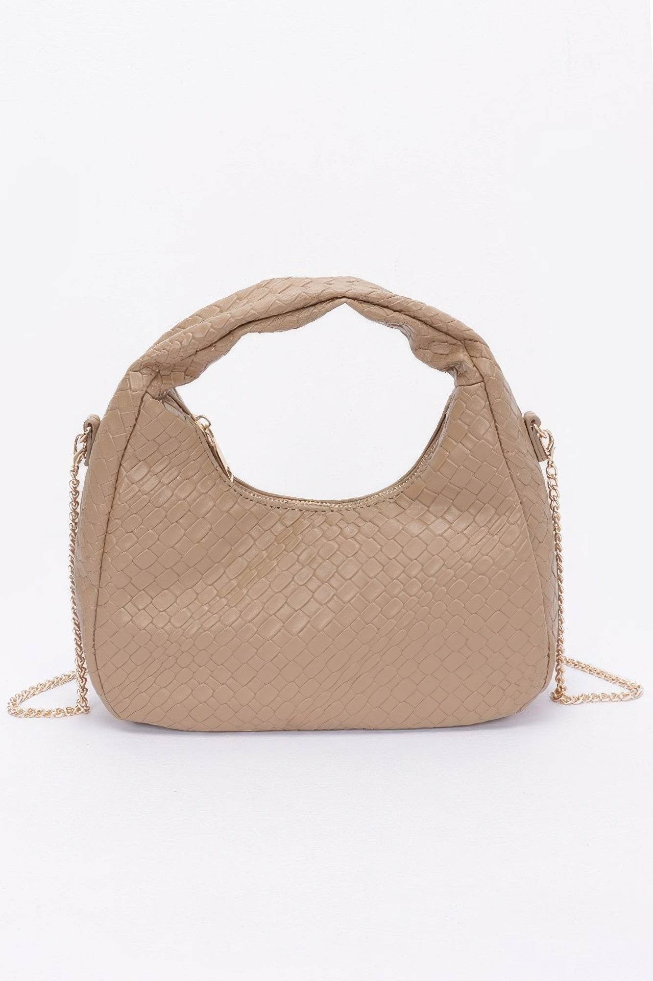 Embossed Faux Leather Hobo Bag - us.meeeshop