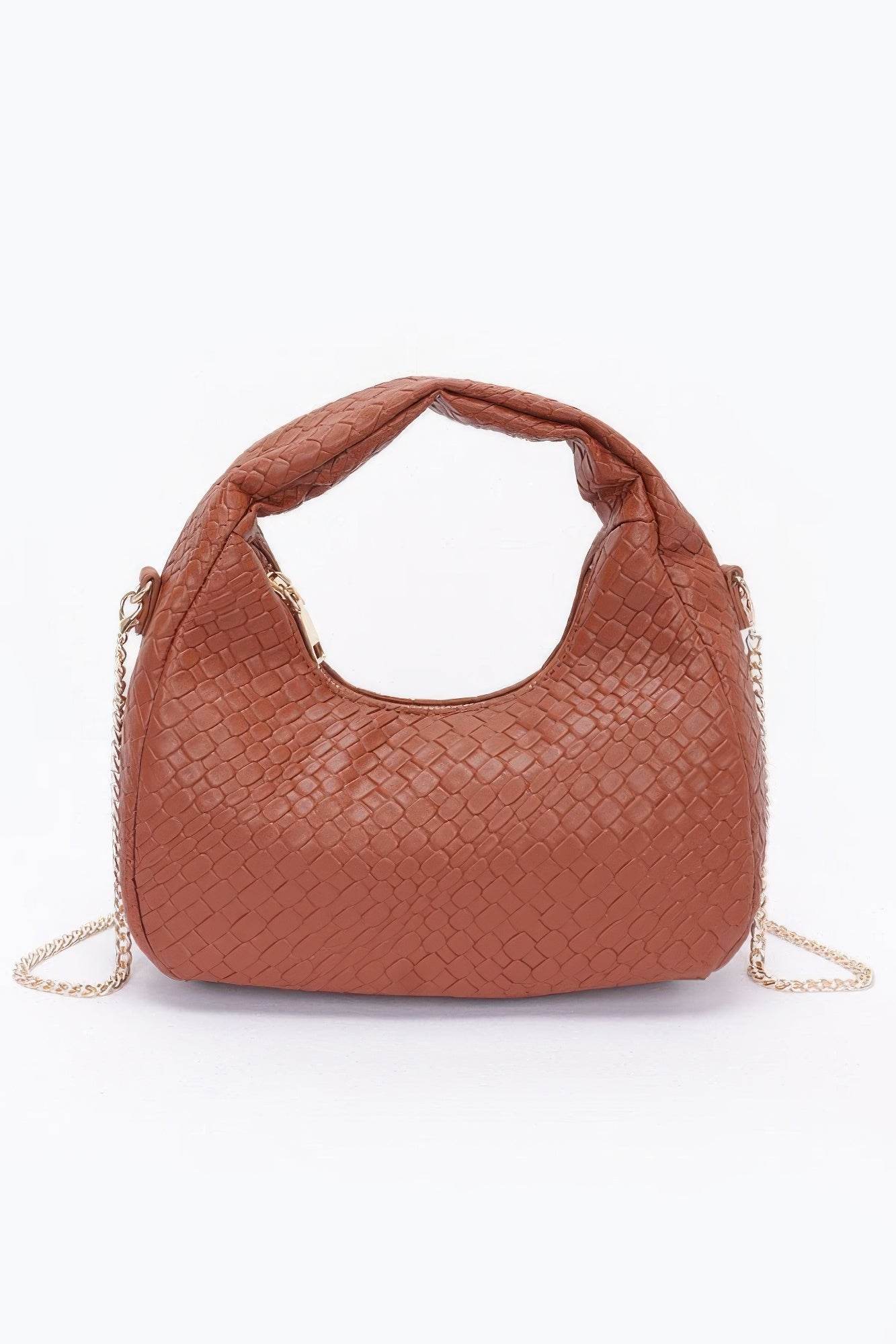 Embossed Faux Leather Hobo Bag - us.meeeshop