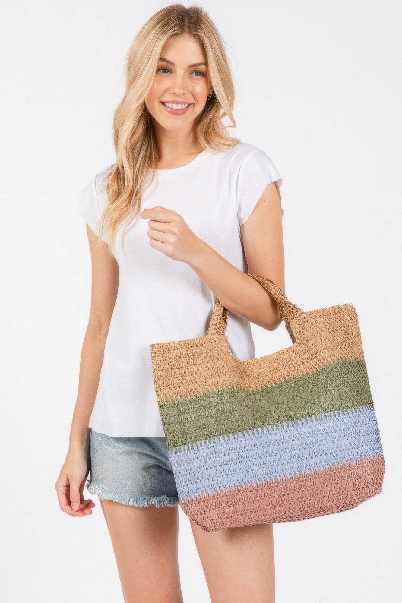 Multi Color Stripe Tote Bag - us.meeeshop