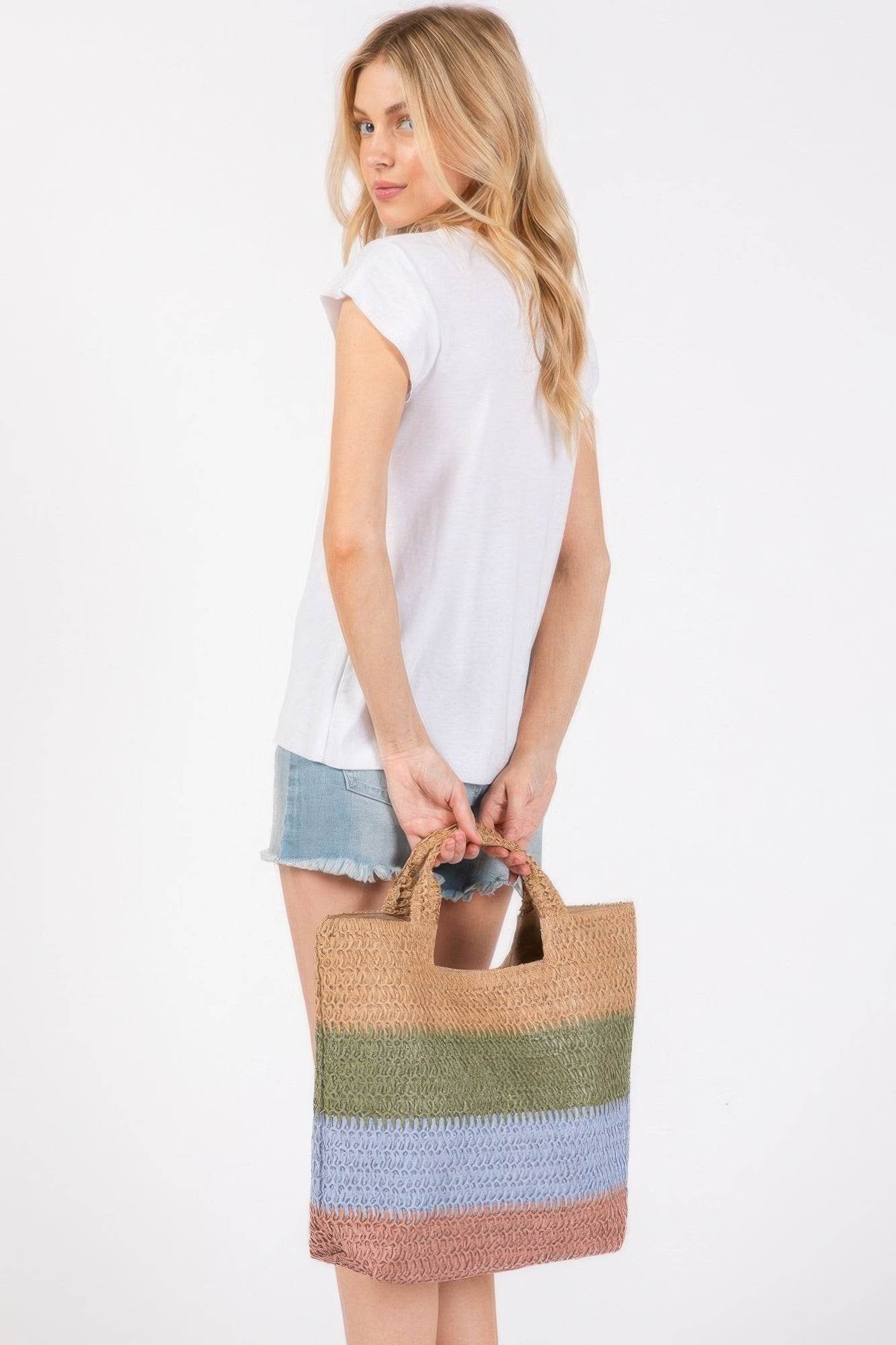 Multi Color Stripe Tote Bag - us.meeeshop