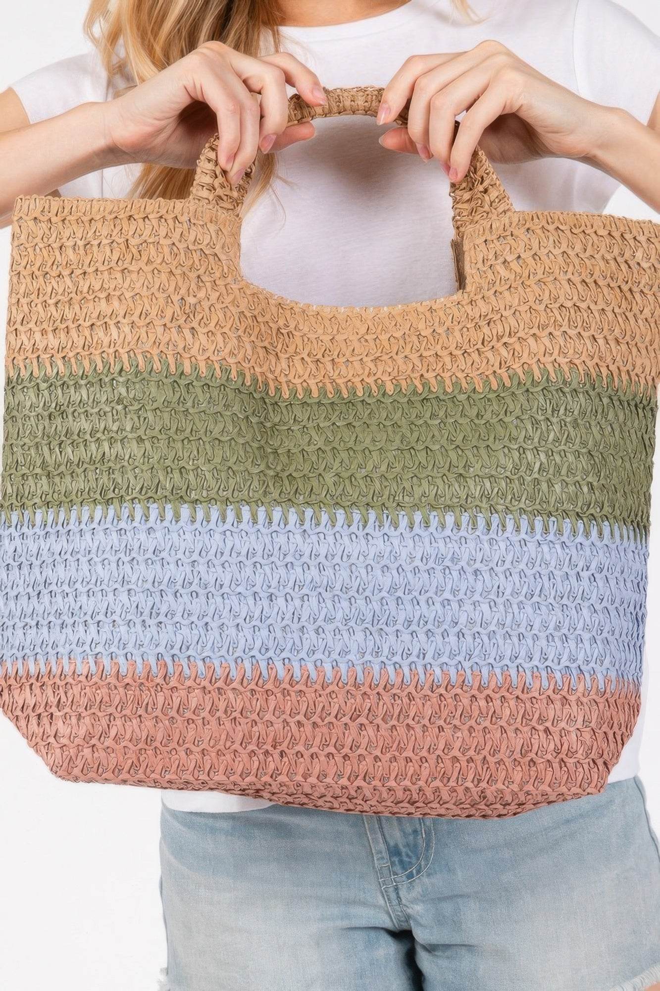 Multi Color Stripe Tote Bag - us.meeeshop