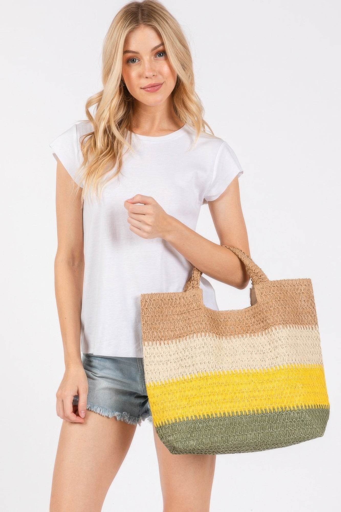 Multi Color Stripe Tote Bag - us.meeeshop