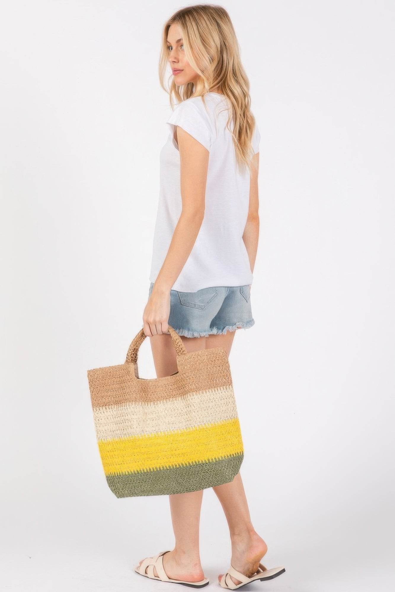 Multi Color Stripe Tote Bag - us.meeeshop