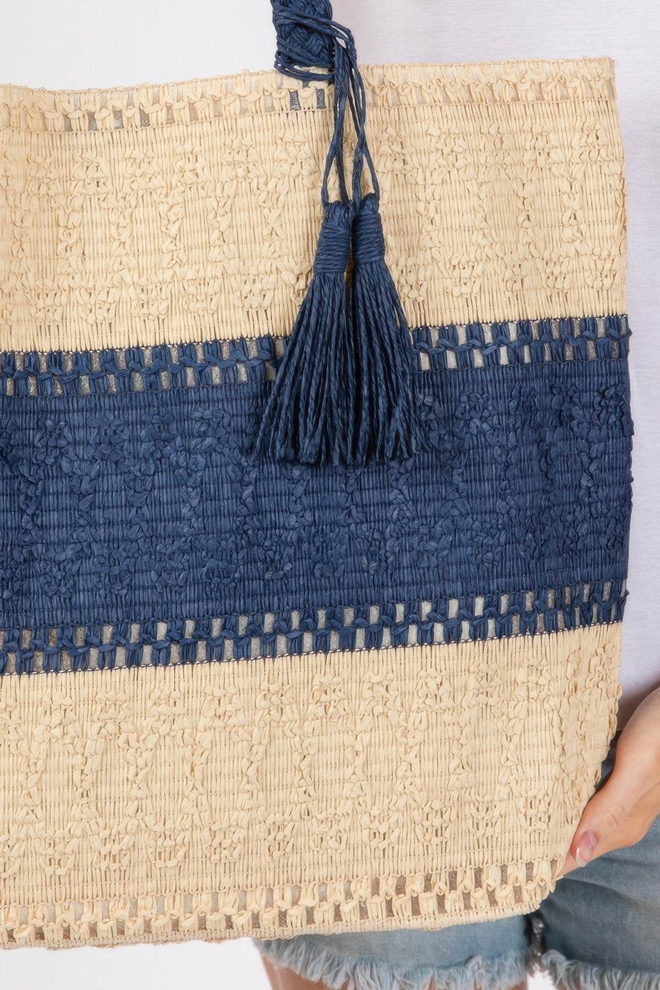 Two Tone Woven Straw Bag - us.meeeshop