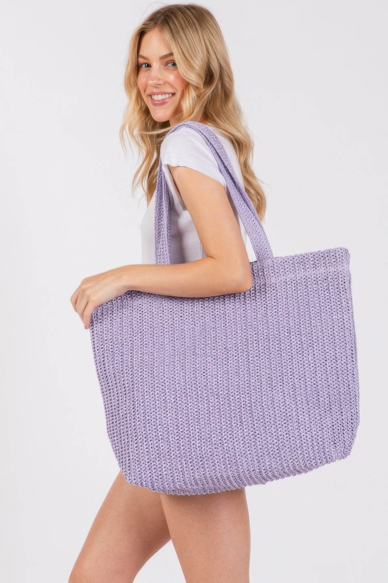 Solid Crochet Straw Bag - us.meeeshop