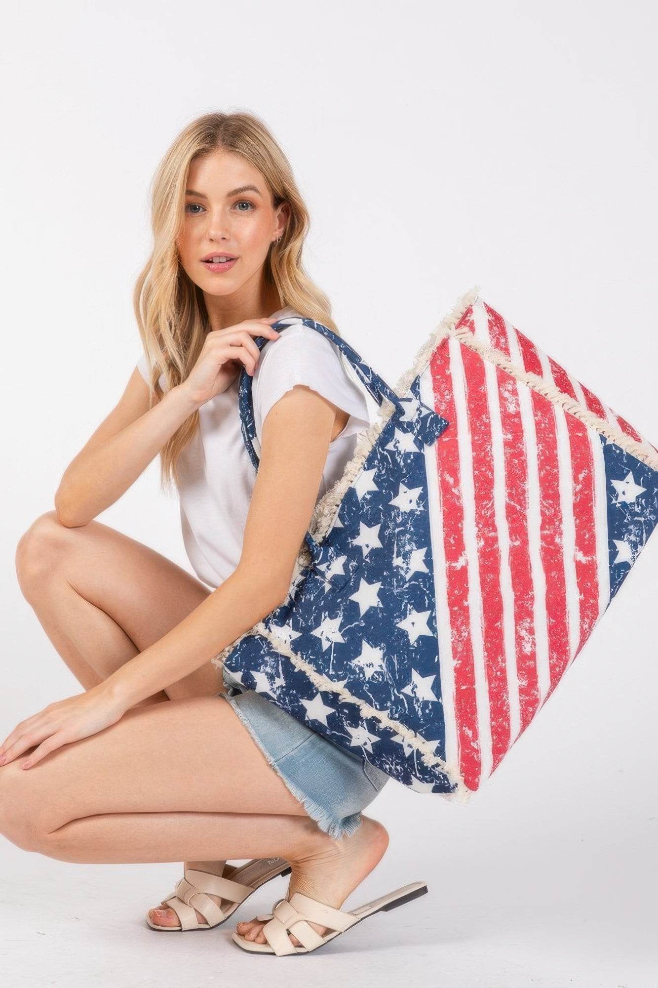 American Flag Pattern Fringe Bag - us.meeeshop