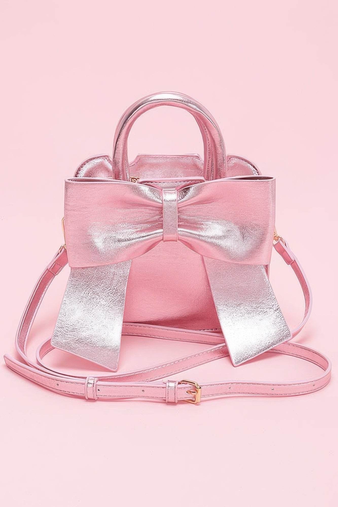 Metallic Bow Front Top Handle Clutch - us.meeeshop