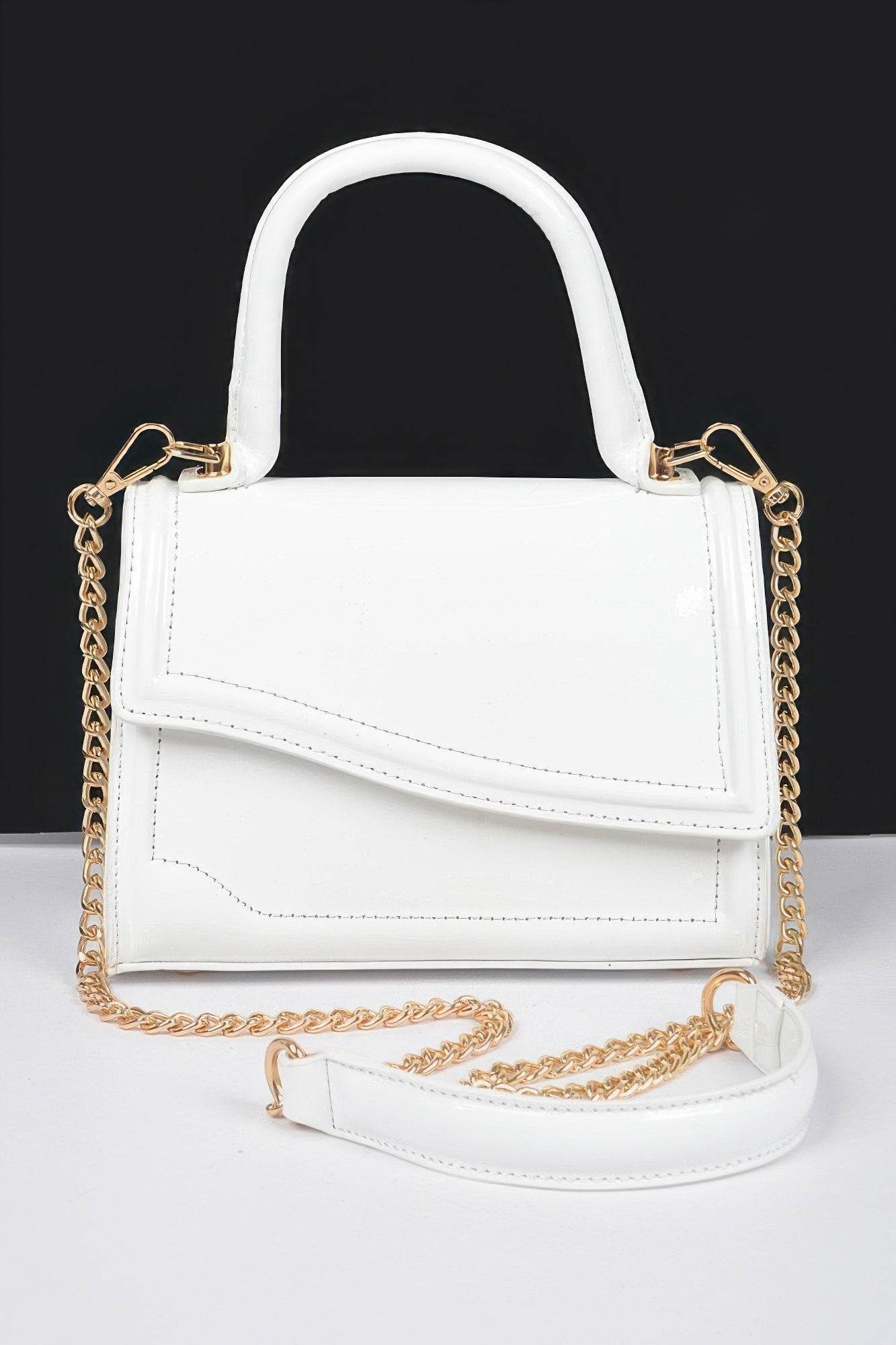 Enamel Faux Leather Top Handle Bag - us.meeeshop