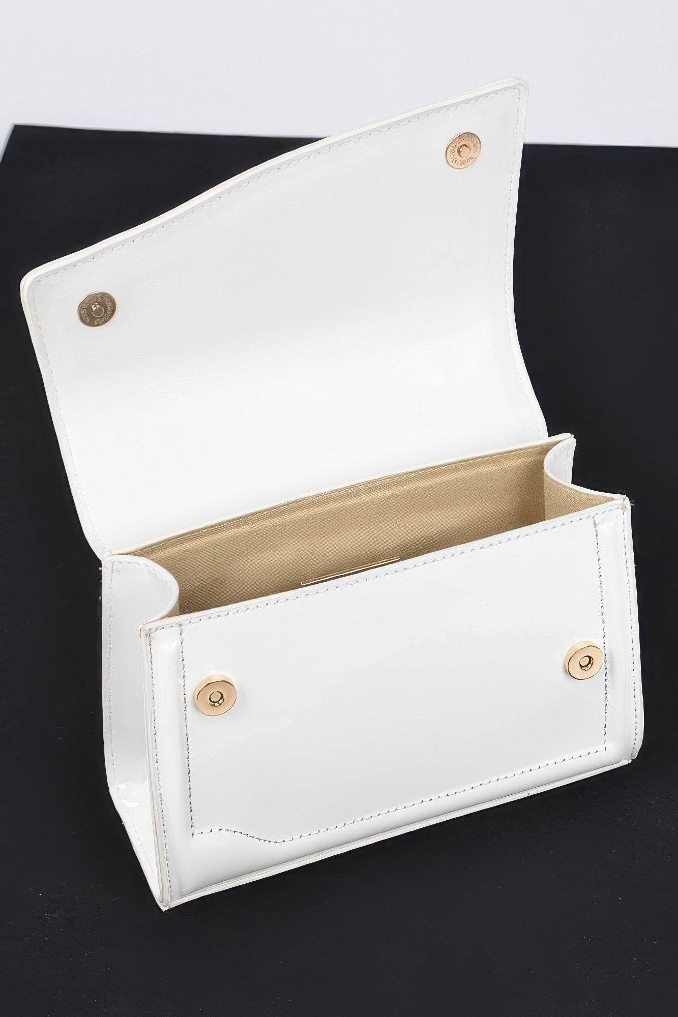 Enamel Faux Leather Top Handle Bag - us.meeeshop