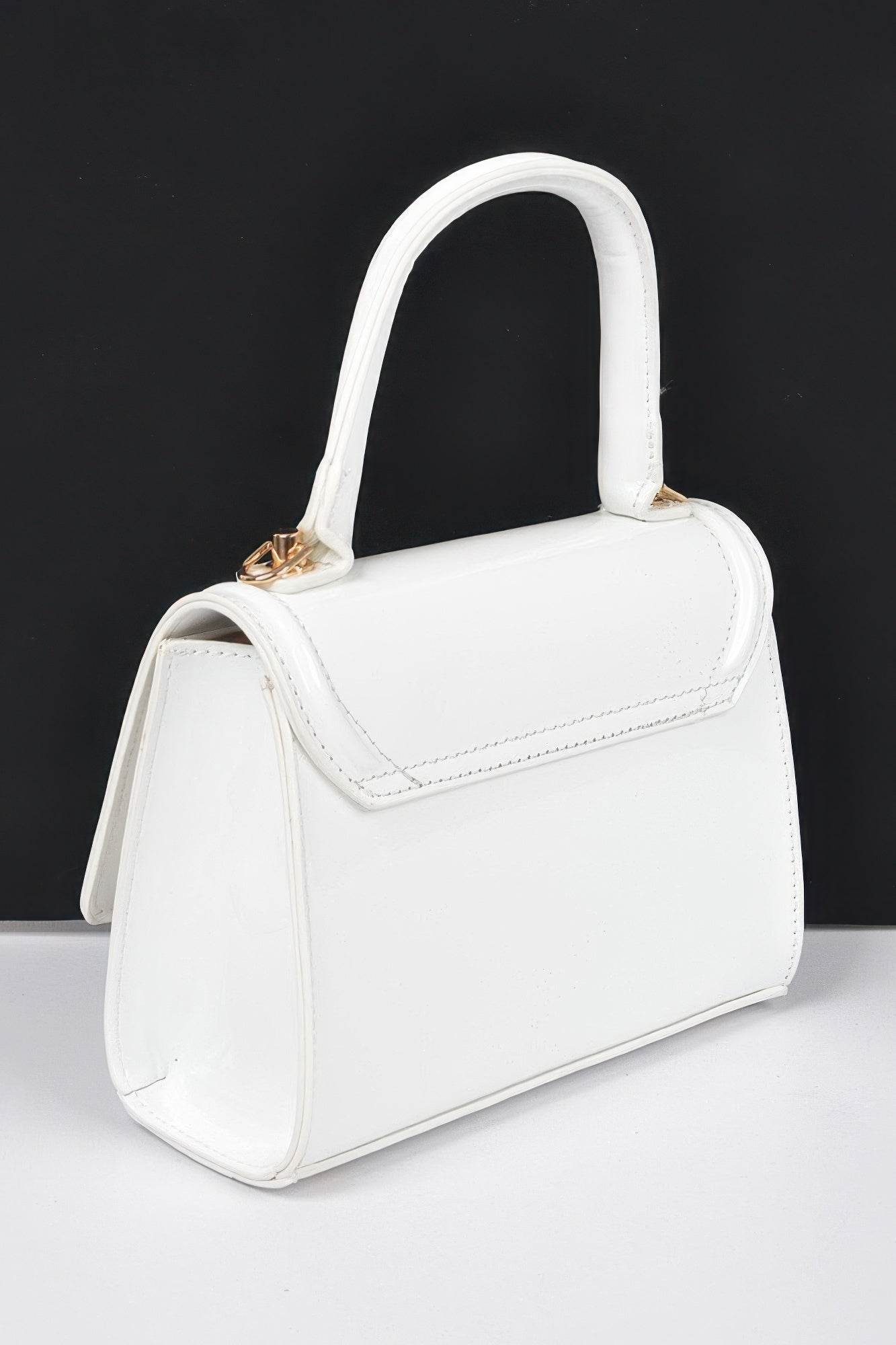 Enamel Faux Leather Top Handle Bag - us.meeeshop