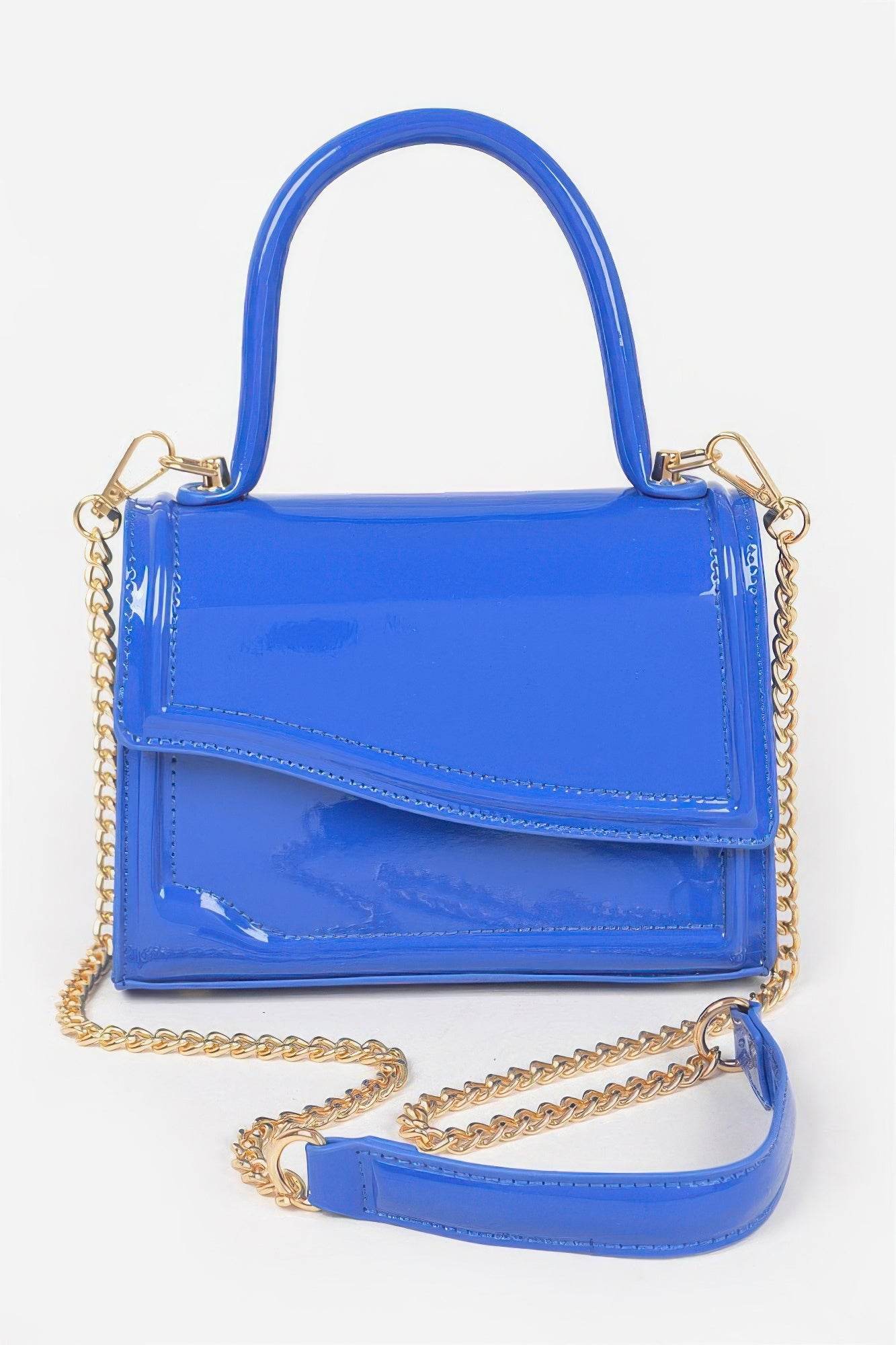 Enamel Faux Leather Top Handle Bag - us.meeeshop