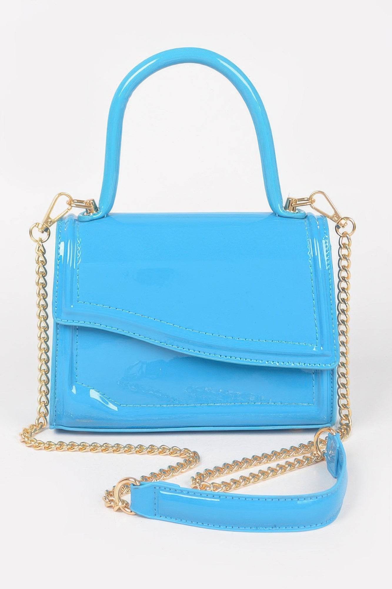 Enamel Faux Leather Top Handle Bag - us.meeeshop