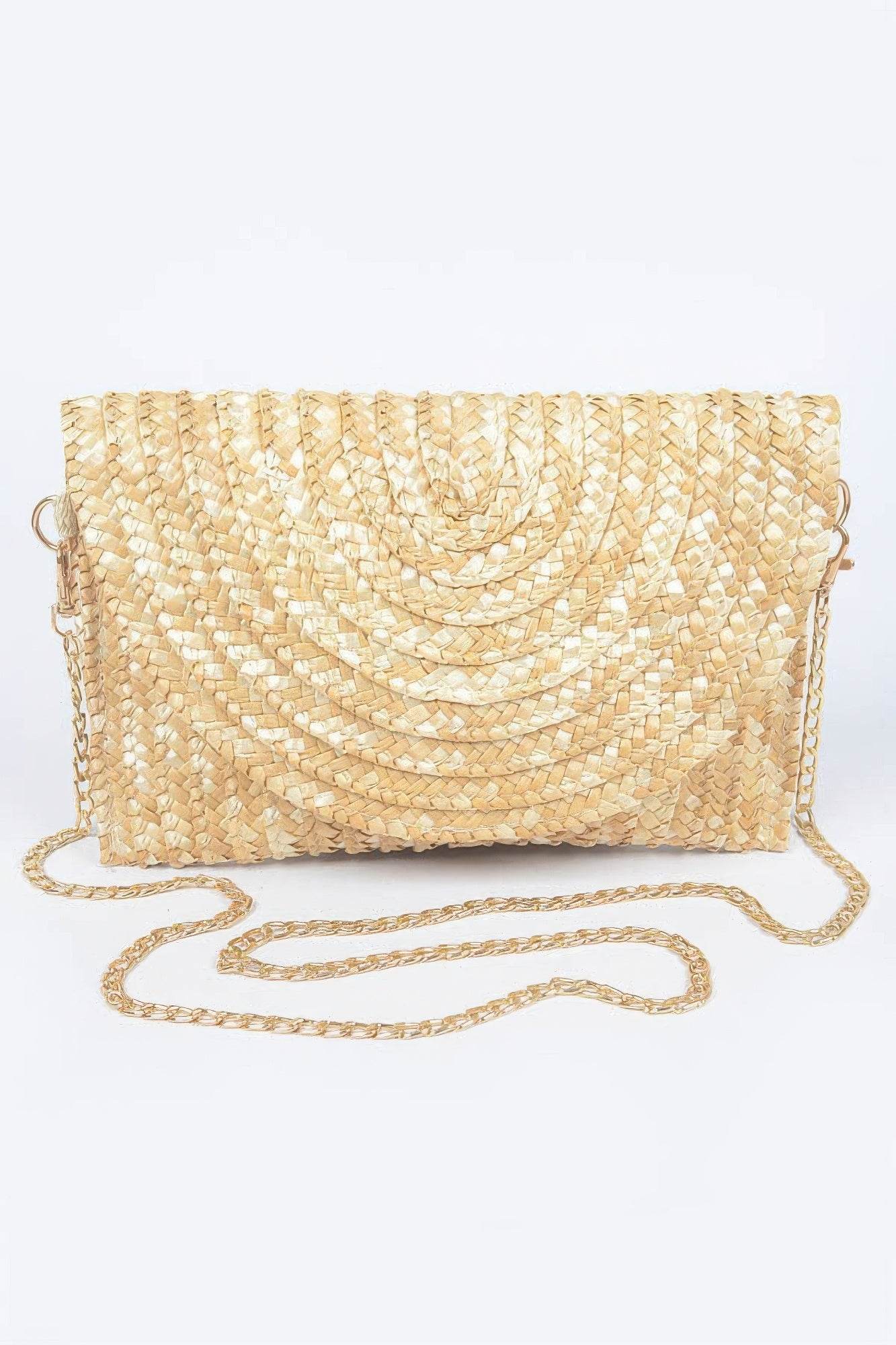 Straw Pom Pom Flap Bag - us.meeeshop