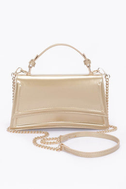 Enamel Top Handle Flap Bag