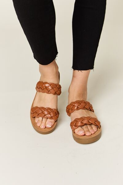 WILD DIVA Woven Dual Band Platform Sandals us.meeeshop - Shoes