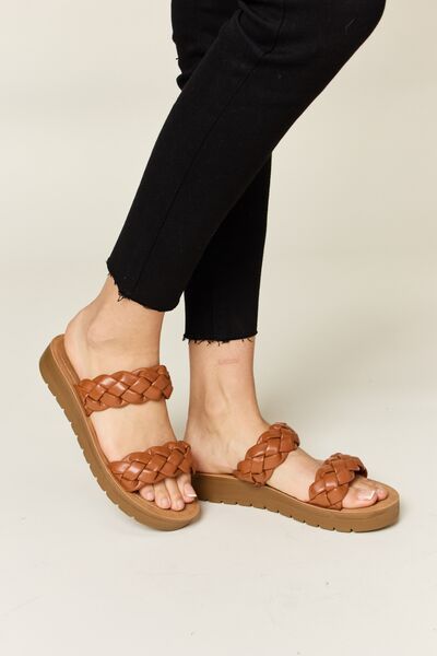 WILD DIVA Woven Dual Band Platform Sandals us.meeeshop - 