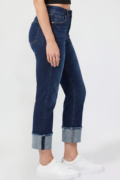 Ymi Women's Premium Stretch Cropped Mega Cuff Jeans
