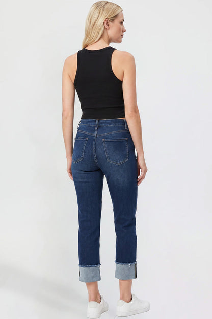 Ymi Women's Premium Stretch Cropped Mega Cuff Jeans