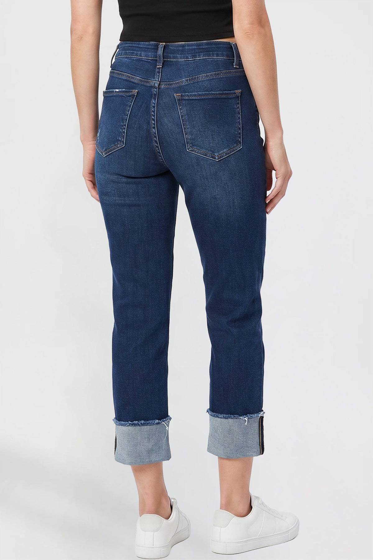 Ymi Women's Premium Stretch Cropped Mega Cuff Jeans