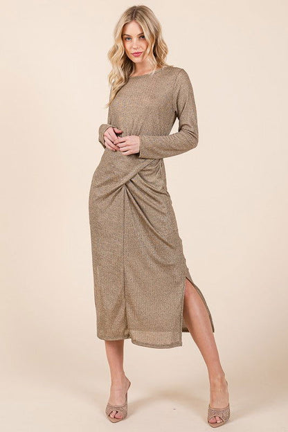 Waist Wrap Dress w Side Pockets-LUREX us.meeeshop - 