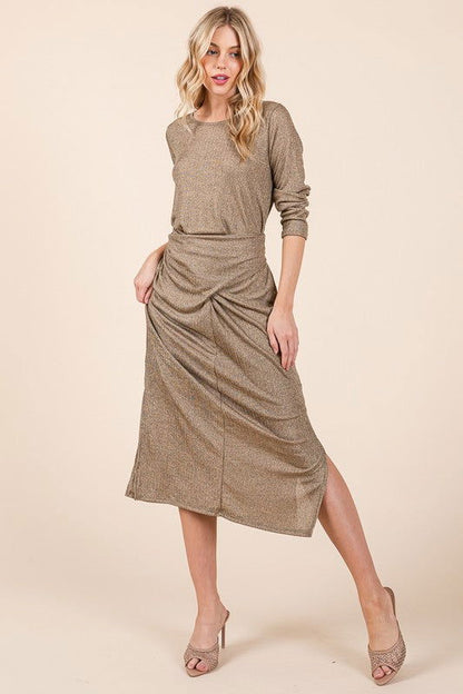 Waist Wrap Dress w Side Pockets-LUREX us.meeeshop - 