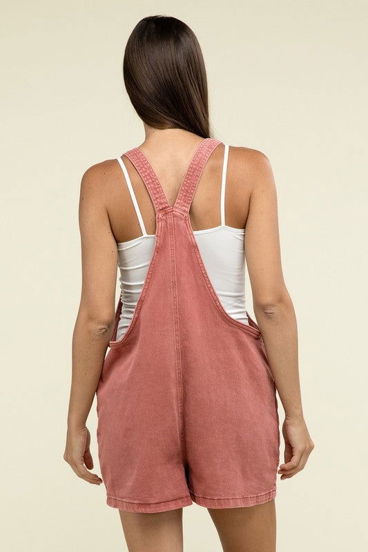 ZENANA Washed Knot Strap Romper - us.meeeshop