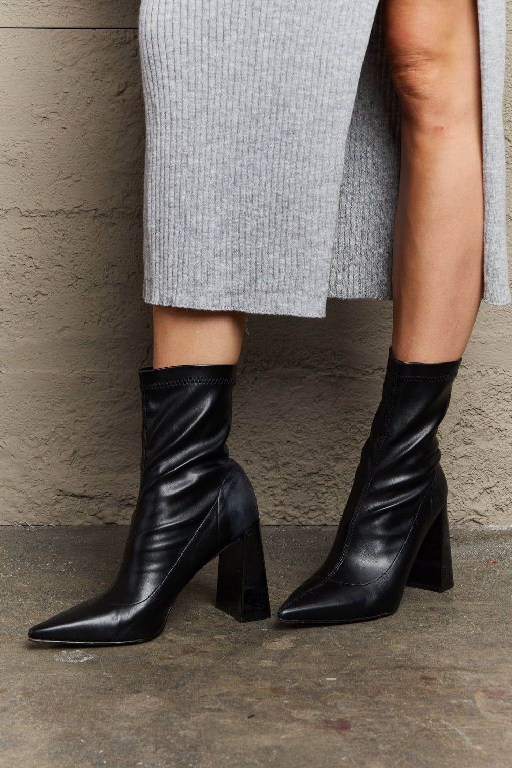 Weeboo | Stacy Block Heel Sock Boots us.meeeshop - Shoes