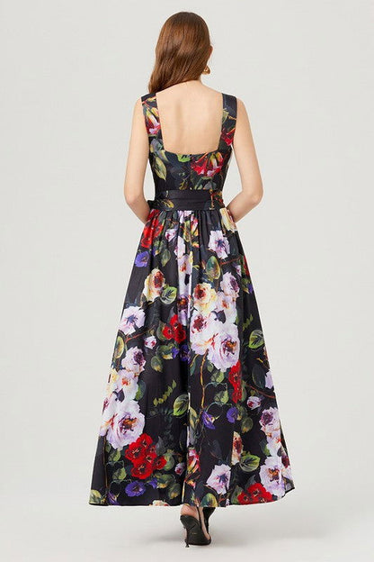 Women Black Floral Fashion Long Maxi Dress us.meeeshop - 