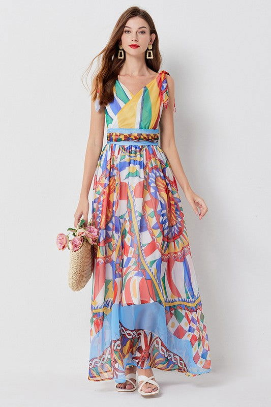 Women Blue Fashion Chiffon Maxi Dress us.meeeshop - 