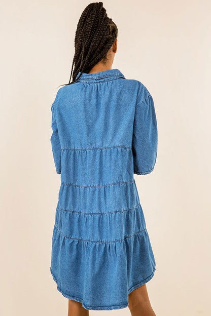 Women Blue Fashion Denim Dress us.meeeshop - 