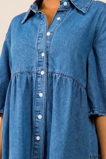 Women Blue Fashion Denim Dress us.meeeshop - 