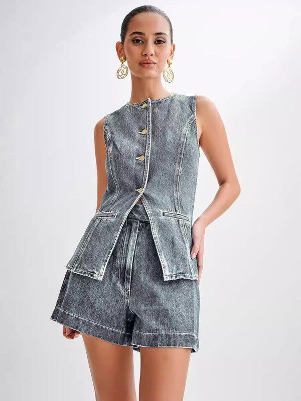 Women Fashion Denim Two Piece Set us.meeeshop - 