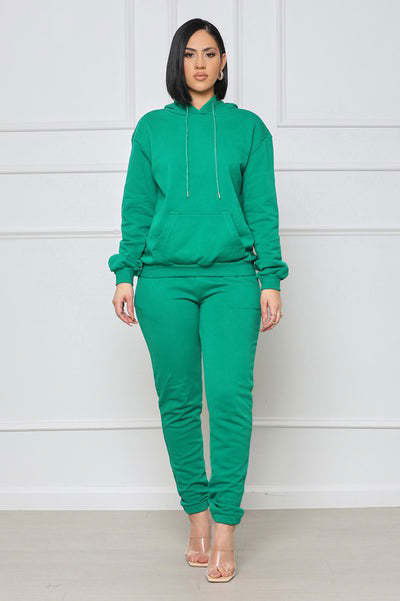 Women Green Fashion Top Two Piece Pant Set us.meeeshop - Outfit Sets