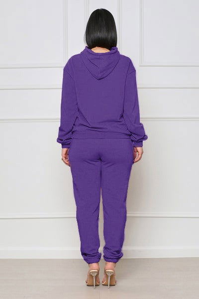 Women Purple Fashion Top Two Piece Pant Set us.meeeshop - 